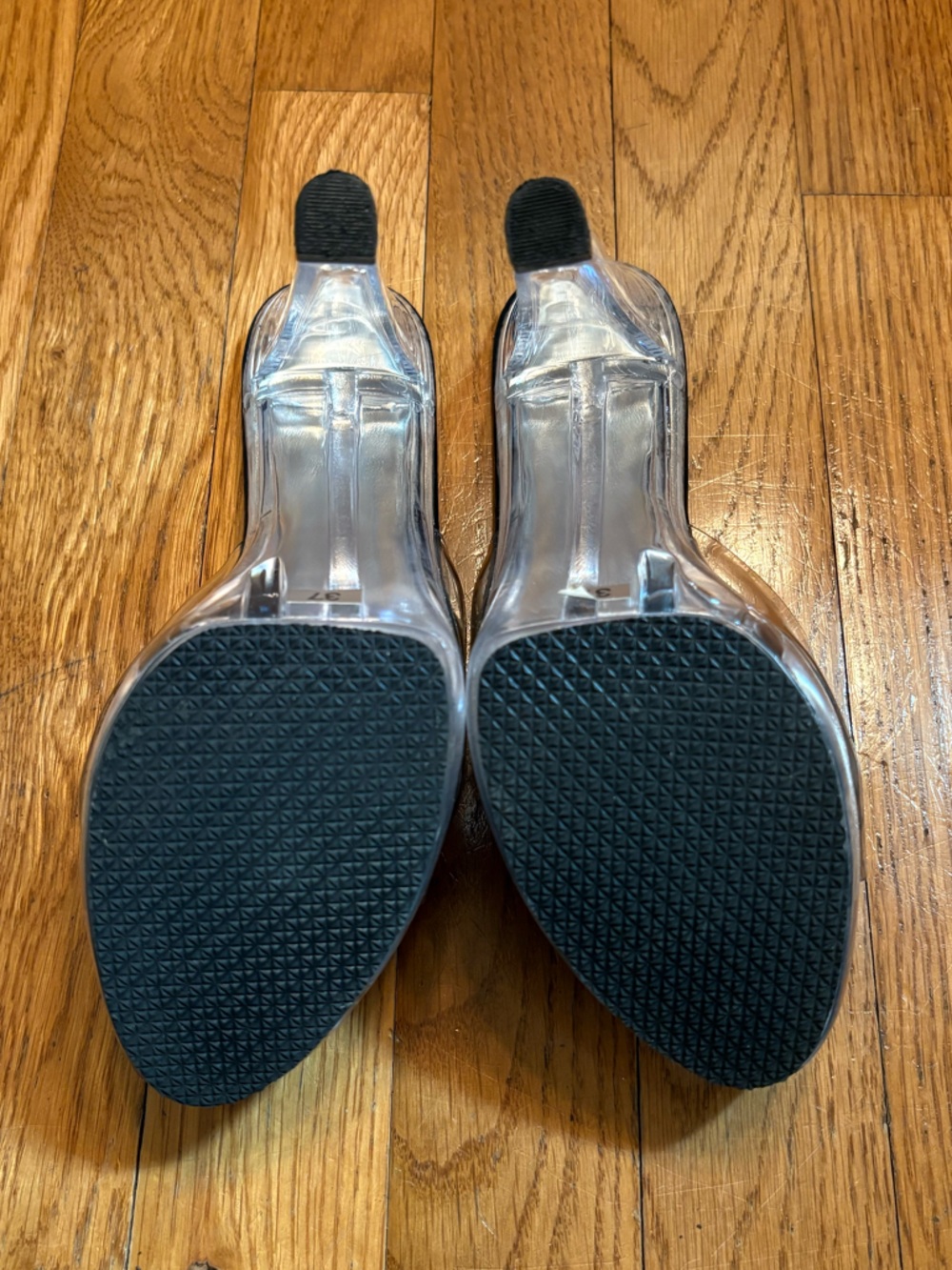 Clear Strap Black Platform Heels, Size 7 - Women’s - Picture 5 of 5